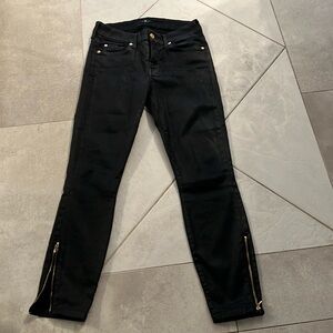 Designer stretch jeans like new wax coated zipper bottoms